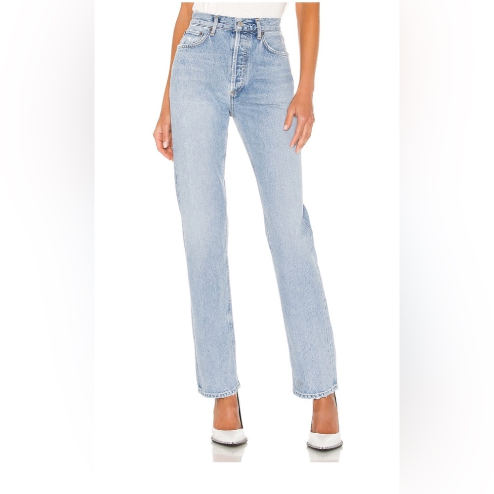 Agolde Women's Straight Leg Jeans in Light Blue Wash